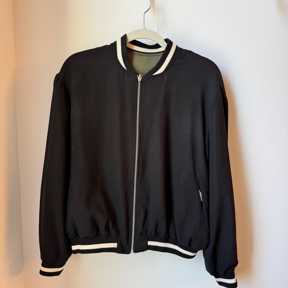 Zara Basic Black Jacket With White Trim - image 1